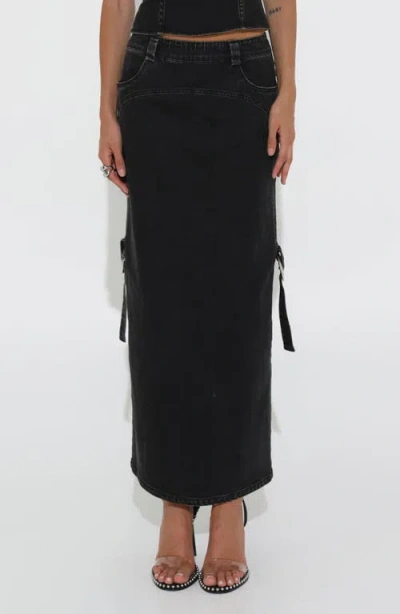 By.dyln Immy Denim Maxi Skirt In Vintage Black