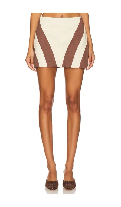 By.dyln Leilani Mini Skirt In Sand & Chocolate