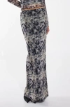 By.dyln Maddox Print Mesh Maxi Skirt In Blue Leopard