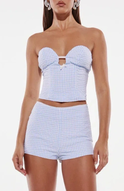 By.dyln Magen Gingham Corset Top In Blue