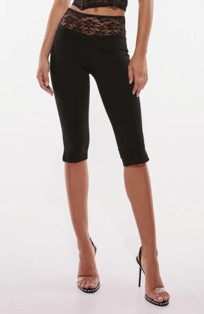 By.dyln Melanie Lace Trim Capri Pants In Black