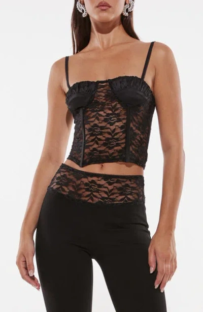 By.dyln Melanie Sheer Lace Crop Top In Black