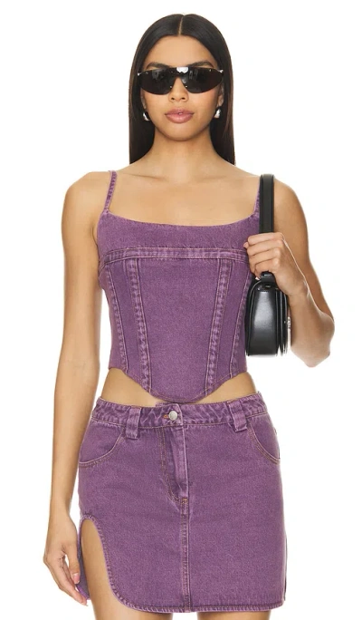 By.dyln Montana Corset In Purple Acid Wash