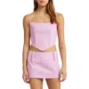 By.dyln Montanna Nonstretch Denim Corset Top In Pink