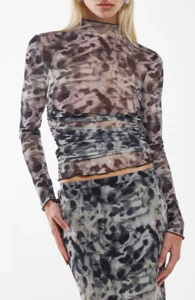 By.dyln Nina Leopard Print Semisheer Mesh Top