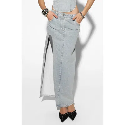 By.dyln Zayne Denim Maxi Skirt In Blue Denim