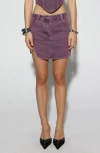 By.dyln Zayne Denim Miniskirt In Purple Acid Wash