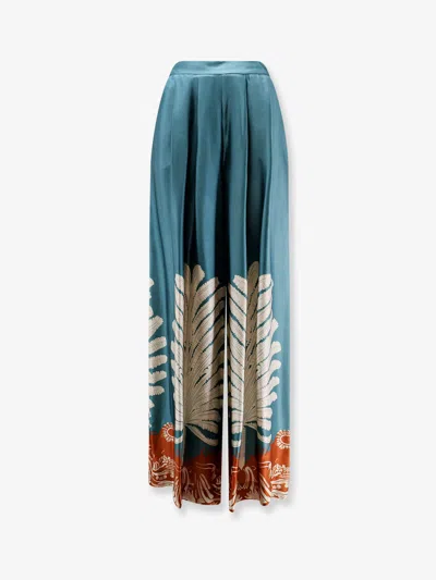 Bye Firenze Palma Viscose And Rayon Trousers In Green