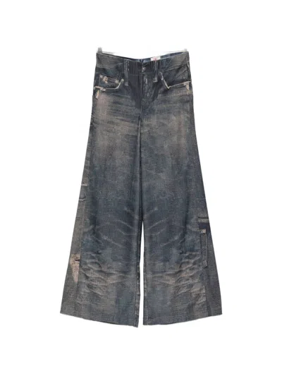 Bye Palazzo Flared Trousers In Blue