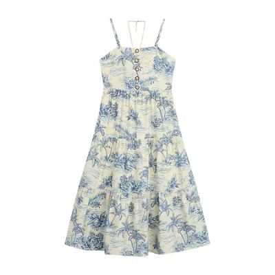 Byer California Big Kid Girls Sleeveless Floral Maxi Dress In Blue