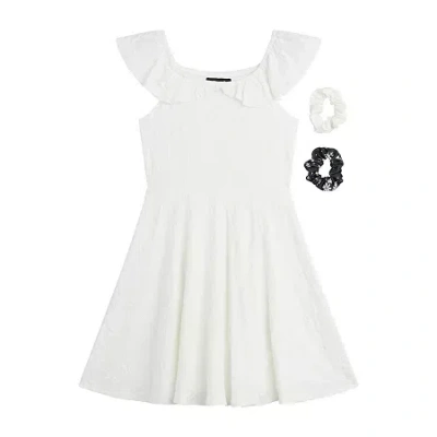 Byer California Big Kid Girls Sleeveless Flutter A-line Dress In White