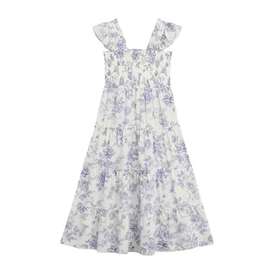 Byer California Big Kid Girls Sleeveless Flutter Floral Maxi Dress In Blue