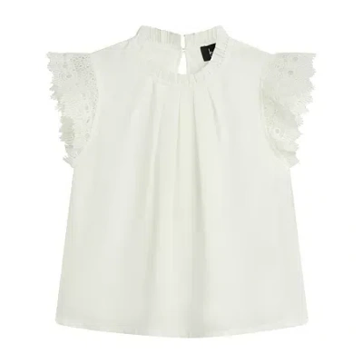 Byer California Little & Big Kid Girls Keyhole Neck Long Sleeve Blouse In White