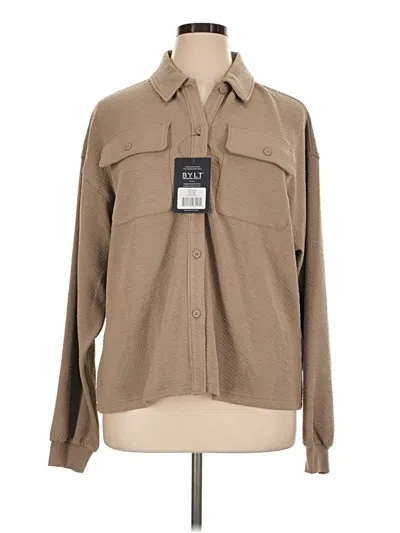Bylt Long Sleeve Button Down Shirt In Tan