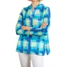 Bylyse Printed Crinkle Gauze Blouse In Azure In Blue