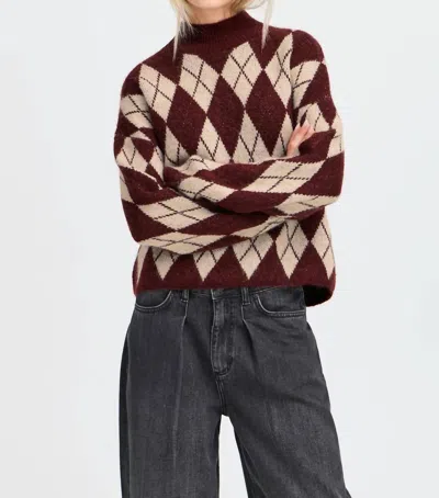 B.young Argyle Sweater In Port Royale In Red