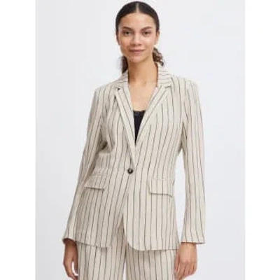 B.young Byjohanna Blazer Linen Black Stripe