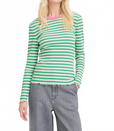 B.young Bysinne Rib Stripe Tee In Green