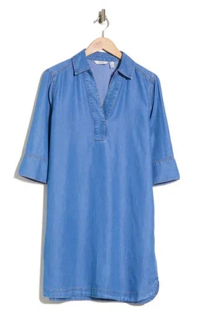 B.young Collared Denim Dress In Blue