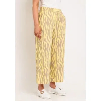 B.young Falakka Crop Pants In Sunny Lime Animal Mix In Green