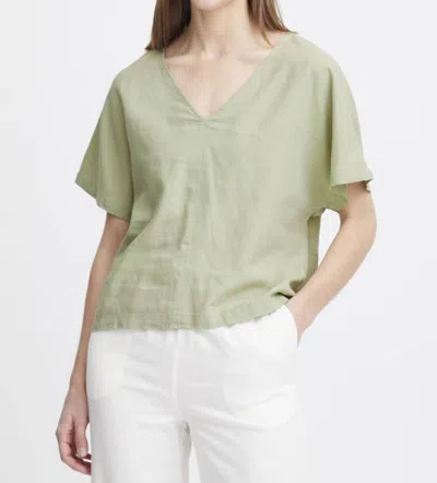 B.young Falakka V Neck Blouse In Seagrass In Green