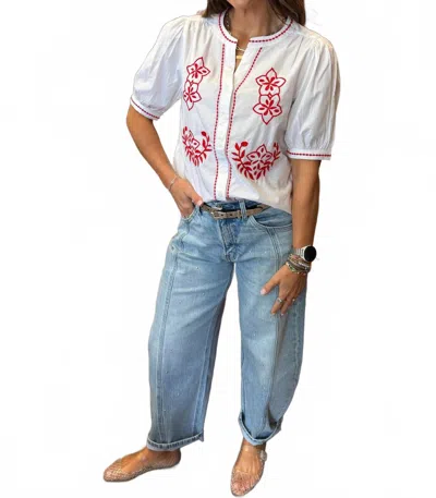 B.young Imalli Embroidered Blouse In White In Multi