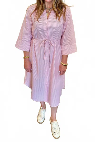 B.young Ime Midi Shirt Dres In Raspberry In Multi