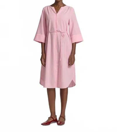B.young Ime Striped Shirt Midi Dress In Raspberry Rose Stripe In Pink