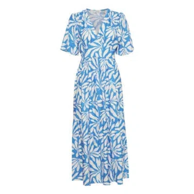 B.young Isela Long Dress In Palace Blue Palms Mix