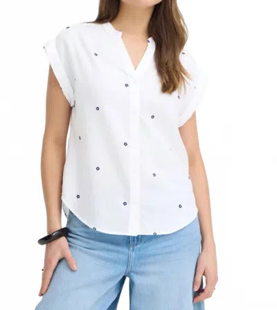 B.young Isilas V-neck Blouse In Medieval Blue Flower In White