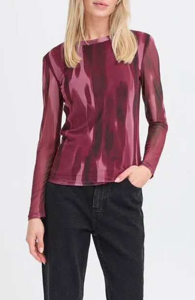 B.young Paloma Mesh Long Sleeve Top In Multi