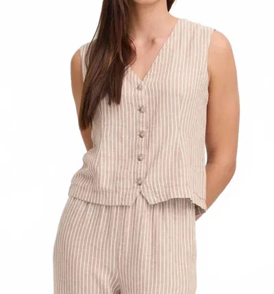 B.young Quiet Afternoon Vest In Toffee Stripe In Gold