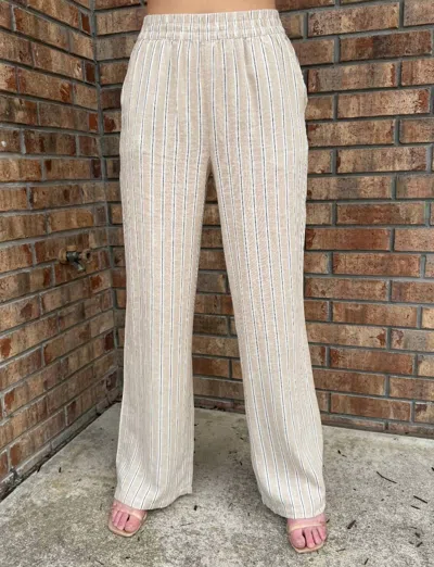 B.young Relaxed Stripe Pant In Sandstone In White