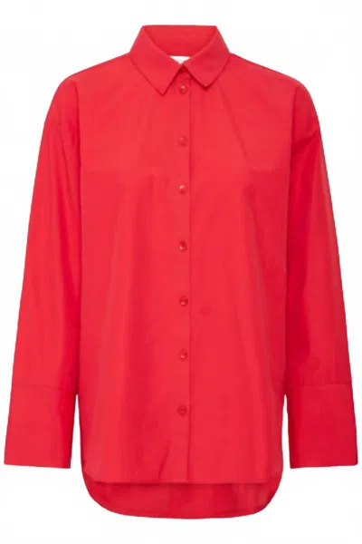 B.young Women's Button Down Long Shirt In Barbados Cherry In Multi
