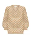 B.young Women's Byorima V Neck 3/4 Sleeve Sweater In Dull Gold Mix In Multi