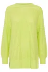 B.young Women's Split Hem Sweater In Lime In Yellow