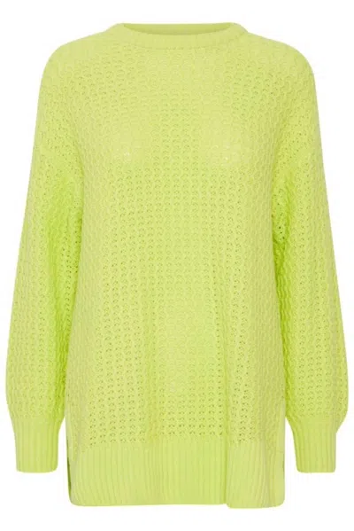 B.young Women's Split Hem Sweater In Lime In Yellow