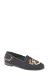 Bypaige Antler Crest Needlepoint Loafer In Black