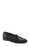 Bypaige Joy Wreath Needlepoint Loafer In Black
