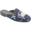 Bypaige Needlepoint Crab Mule In Navy