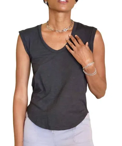 Byron Bay Basically Tank Top In Charcoal In Pink