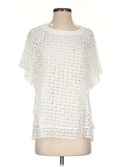 Pre-owned Byron Lars Beauty Mark Short Sleeve Blouse In White