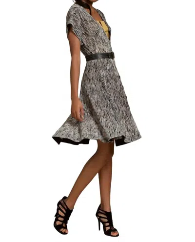 Byron Lars Dolman Sleeve Swing Dress In Heather/yellow In Silver