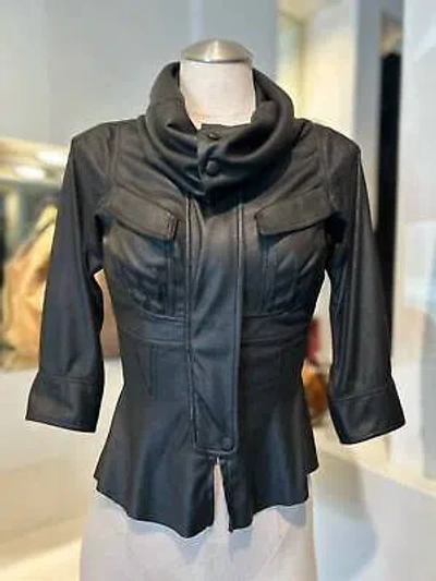 Pre-owned Byron Lars Faux Leather Jacket For Women - Size 4 In Black