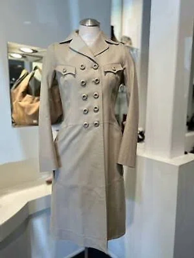 Pre-owned Byron Lars Tailored Bow Trench Coat For Women - Size 2 In Gray