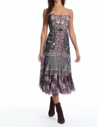 Byron Lars Textural Lace Bustier Dress In Pink In Multi