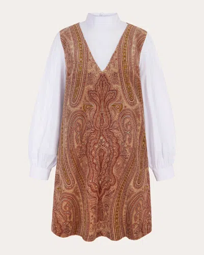 Byroo Women's Florence Bow-back Printed Velvet And Cotton Mini Dress In Brown