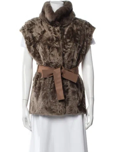 Pre-owned Byte By Giuliana Teso Fur Vest In Brown