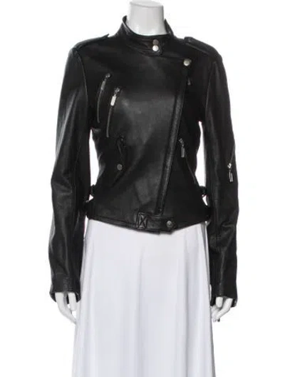 Pre-owned Byteso Vintage Leather Biker Jacket In Black