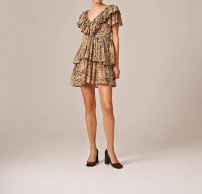 Bytimo Bohemian Ruffle Dress In Feathers In Multi